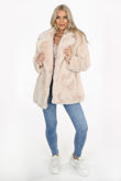 Luxe Beige Chunky Faux Fur Coat