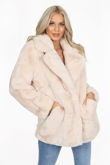 Luxe Beige Chunky Faux Fur Coat