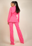 Fuchsia Belted Blazer & Flare Trouser Set