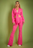 Fuchsia Tailored Tie Front Cropped Blazer & Trouser Set