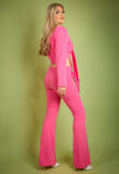 Fuchsia Tailored Tie Front Cropped Blazer & Trouser Set