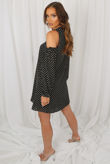 Polka Dot Cold Shoulder Shift Dress