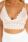 Contrast Crochet Bralet In White