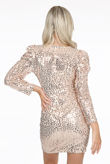 Pink Sequin Puff Sleeve Mini Dress