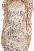Pink Sequin Puff Sleeve Mini Dress