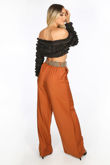 Black Ruffle Long Sleeve Crop Top