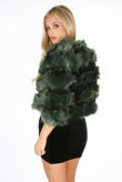 Bottle Green Cropped Super Soft Faux Fur Jacket