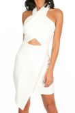 Cross Front Grecian Cut Out Midi Dress In White