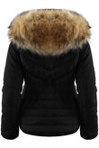 Black Fur Hood Funnel Neck Jacket