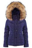 Navy Fur Hood Funnel Neck Jacket