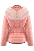 Rose Fur Hood Funnel Neck Jacket
