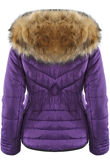 Purple Fur Hood Funnel Neck Jacket