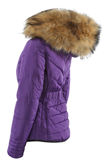Purple Fur Hood Funnel Neck Jacket