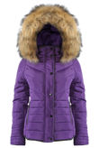 Purple Fur Hood Funnel Neck Jacket