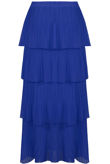 Royal Blue Tier Hem Elasticated Waist Maxi Skirt