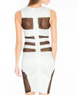 Cream Mesh Panelled Bodycon Dress