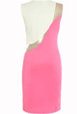 Contrast Pink Body Cut Mesh Panel Dress