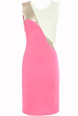 Contrast Pink Body Cut Mesh Panel Dress
