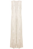 Cream Crochet Maxi Wais-tcoat 