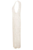 Cream Crochet Maxi Wais-tcoat 