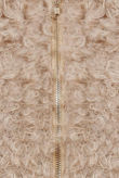 Beige Zip Up Side Pocketed Fur Jacket 