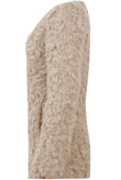 Beige Zip Up Side Pocketed Fur Jacket 