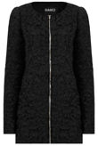 Black Zip Up Side Pocketed Fur Jacket 