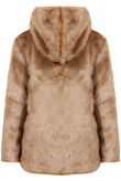Mocha Faux Fur Buttoned Up Hooded Jacket
