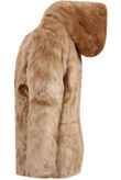 Mocha Faux Fur Buttoned Up Hooded Jacket