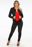 Faux Leather Black Stone Trim Jacket