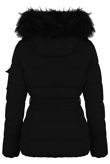 Black Fur Trim Puffer Jacket 