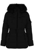 Black Fur Trim Puffer Jacket 