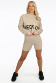 CHECK OFF Slogan Jumper & Shorts Set