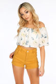 Mustard Denim Shorts