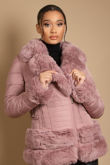 Rose Fitted Quilted Puffer Jacket With Faux Fur