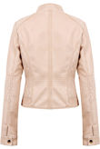 Peach Distressed Leather Stiched Pattern Jacket