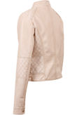 Peach Distressed Leather Stiched Pattern Jacket