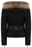 Black Waist Belt Fur Hood Premium Jacket