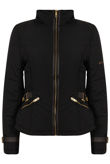 Black Waist Belt Fur Hood Premium Jacket