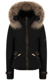 Black Waist Belt Fur Hood Premium Jacket