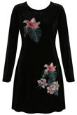 Black Velvet Embroidered Swing Dress
