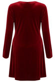 Burgundy Velvet Embroidered Swing Dress