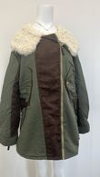 Khaki  Parka Jacket With Cream Fur 