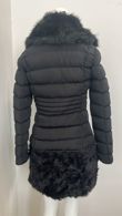 Black Longline Fur Hood Parka With Front Pannel Fur