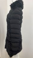 Black Longline Fur Hood Parka With Front Pannel Fur