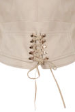 Nude Lace Fastening PU Biker Jacket