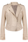 Nude Lace Fastening PU Biker Jacket