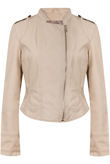 Nude Lace Fastening PU Biker Jacket