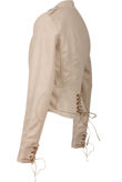Nude Lace Fastening PU Biker Jacket