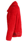 Red Fleece PU Trim Zip Up Jacket